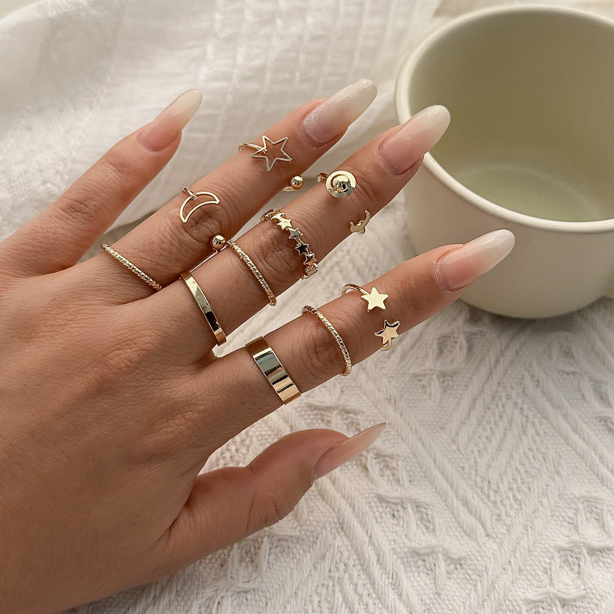 Wholesale Alloy Xingyue Diamond Open Joint Ring Set